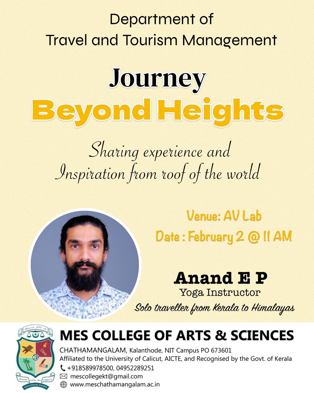 Department of Travel and Tourism Management Journey Beyond Heights