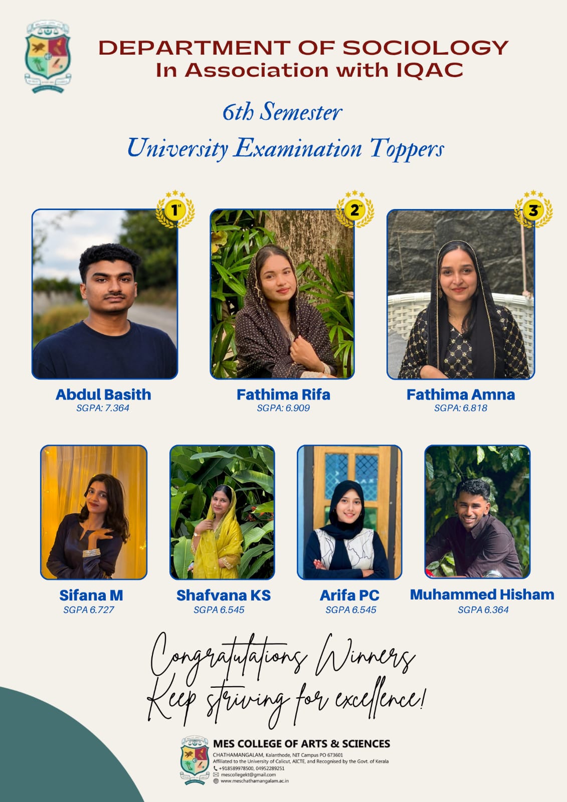 Sociology 6th Sem Toppers
